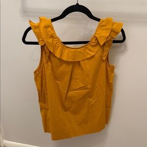 J. Crew Ruffle Sleeve Top in Mustard Yellow